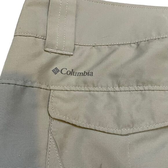 Columbia PFG Womens 10W 18L Cargo Shorts Capri Omni Shade Khaki Tan Pockets - Picture 8 of 13